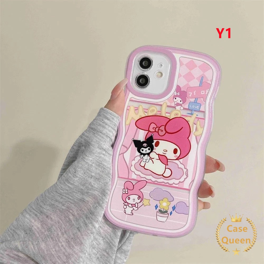 Casing Frame Wavy Oppo A17 A7 A5s A5s A16s A12 A3s A15 A54 A16 A57 2022 A12E A11K A17K A15s A53 A33 2020 A35 A32 Kartun Lucu Kuromi Melody TPU Soft Phone Case