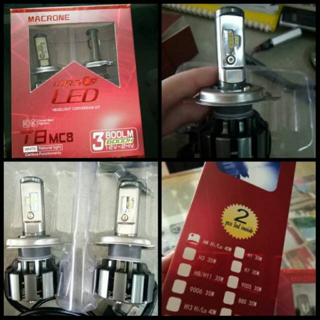 Lampu turbo led T8 H4 macrone
