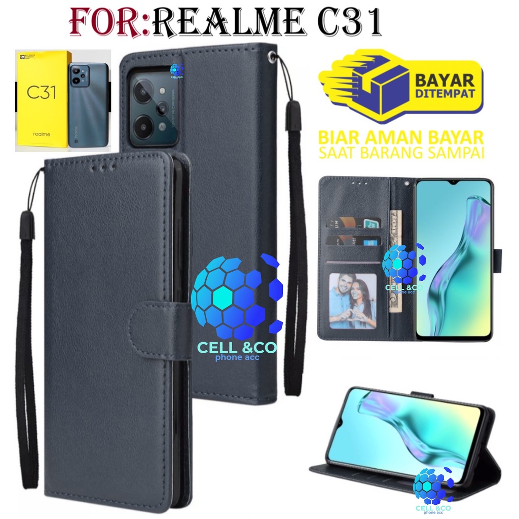 NEW REALME C31 CASE FLIP LEATHER WALLET PREMIUM FLIP CASE BUKA TUTUP KESING HP CASING FLIP CASE WALLET REALME C31 TERBARU