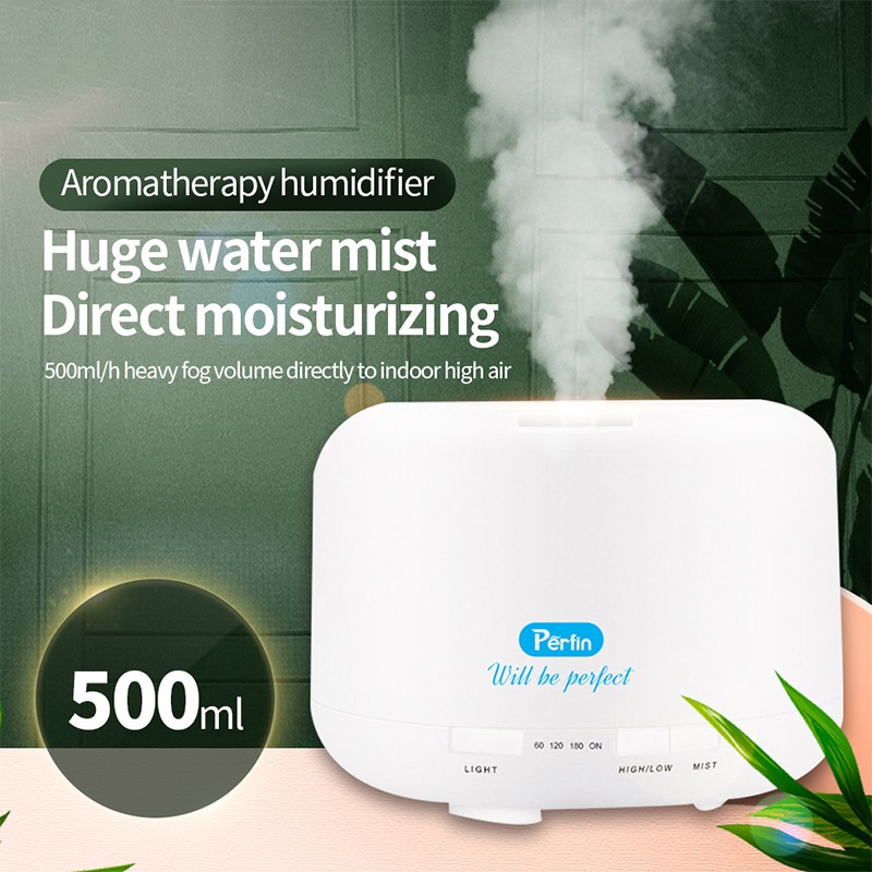 BLINGO x Perfin 500ml aromaterapi humidifier 7 berubah warna LED putih muda+kendali jarak jauh