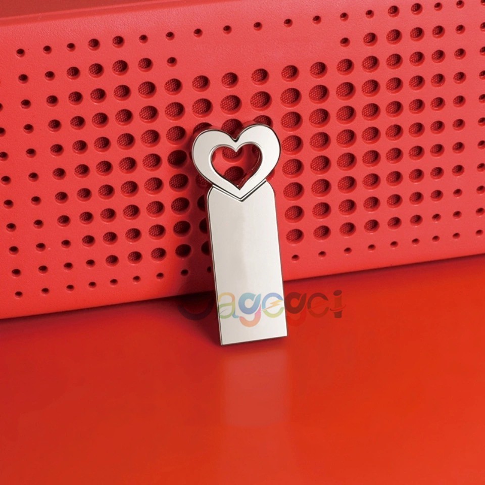 Flashdisk Usb 2.0 1gb 2gb 4gb 8gb 16gb 32gb 64gb 128gb Bentuk Hati Bahan Logam