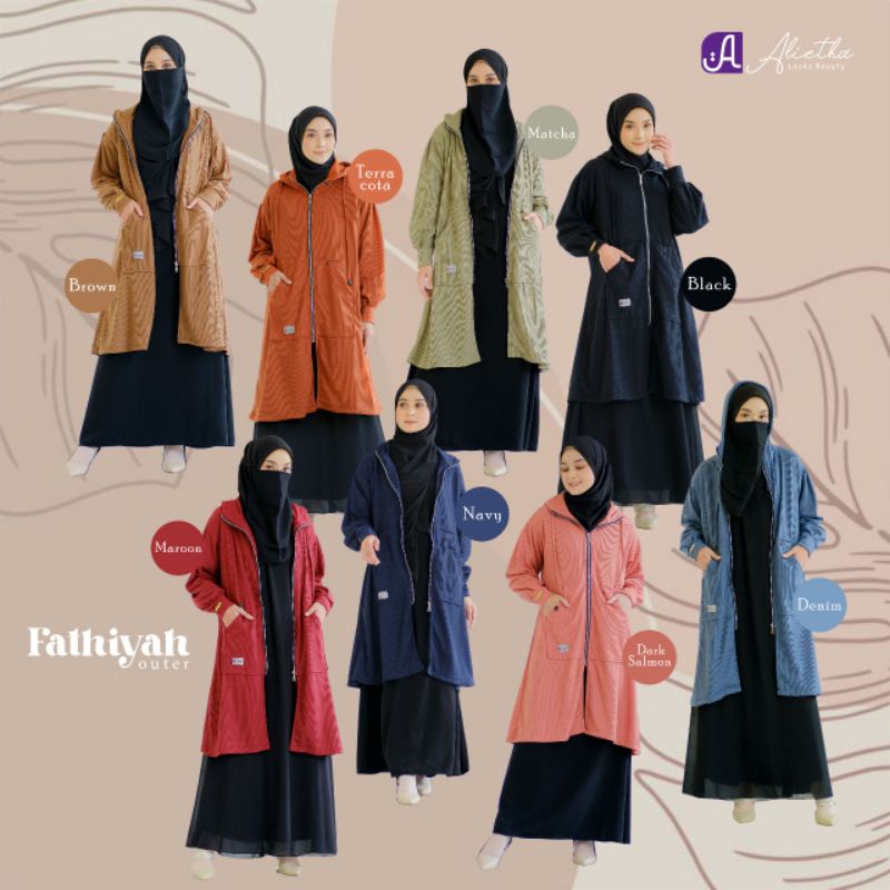 FATHIYAH OUTER MUSLIMAH ORI ALIETHA JACKET WANITA TERBARU VIRAL KEKINIAN