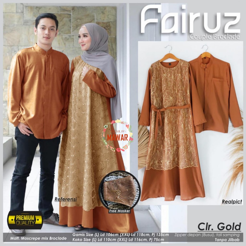 Fairuz Couple / Baju Couple / Dress Couple / Gamis couple / Baju Couple gamis brokat dan kemeja