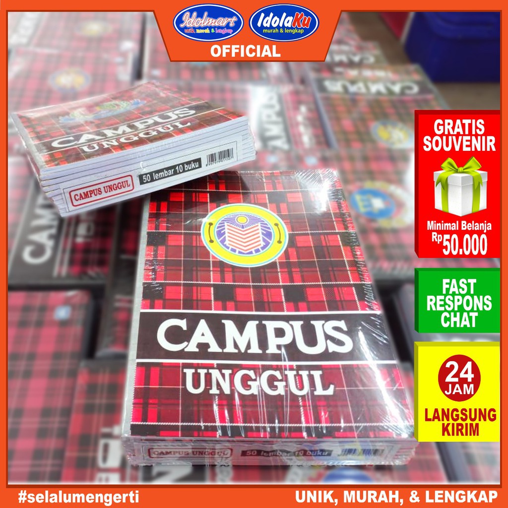 IDOLAKU Buku Tulis Campus Unggul isi 50 Lembar Buku Tulis Sekolah Buku Tulis Boxy