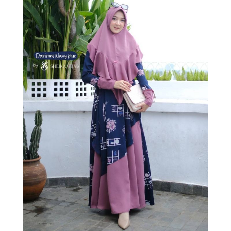 Gamis / Dress / Set Syar'i Darienne bahan Queen Z Busui Friendly by Sheika Hijab