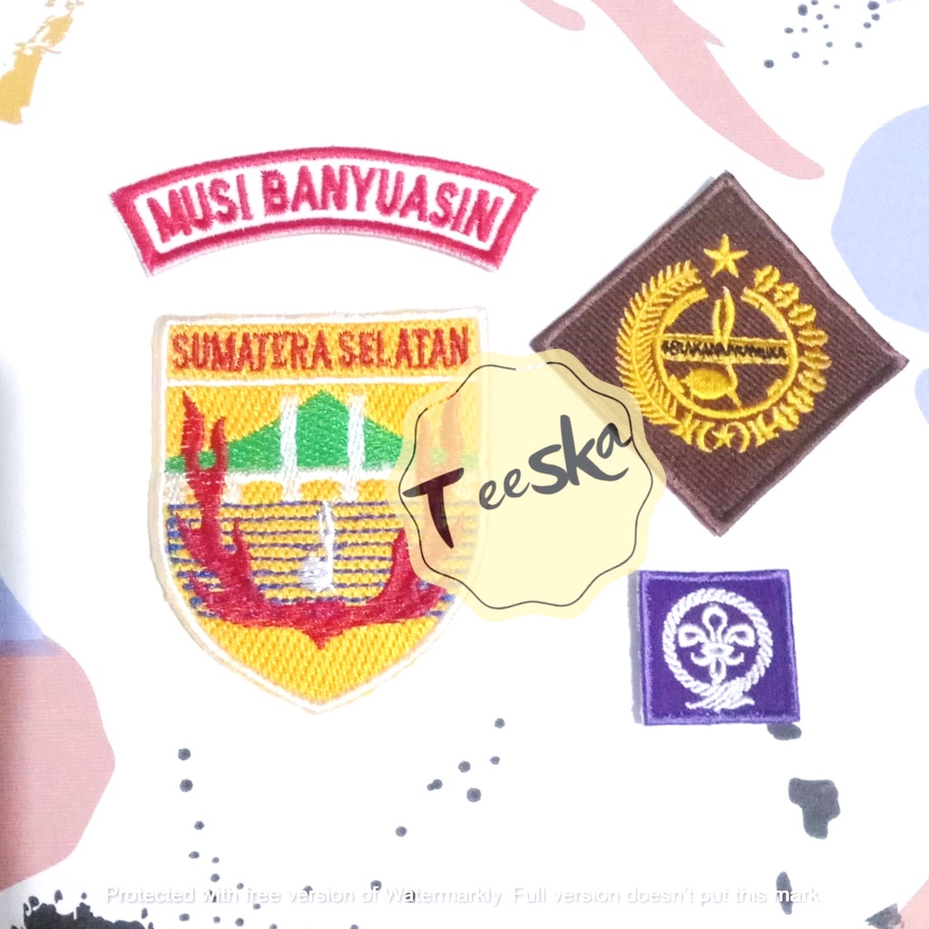 Set Atribut  Seragam Pramuka Logo Tunas Kelapa dan Wosm, Logo Kwartir Daerah ( Kwarda )Sumatera Sela