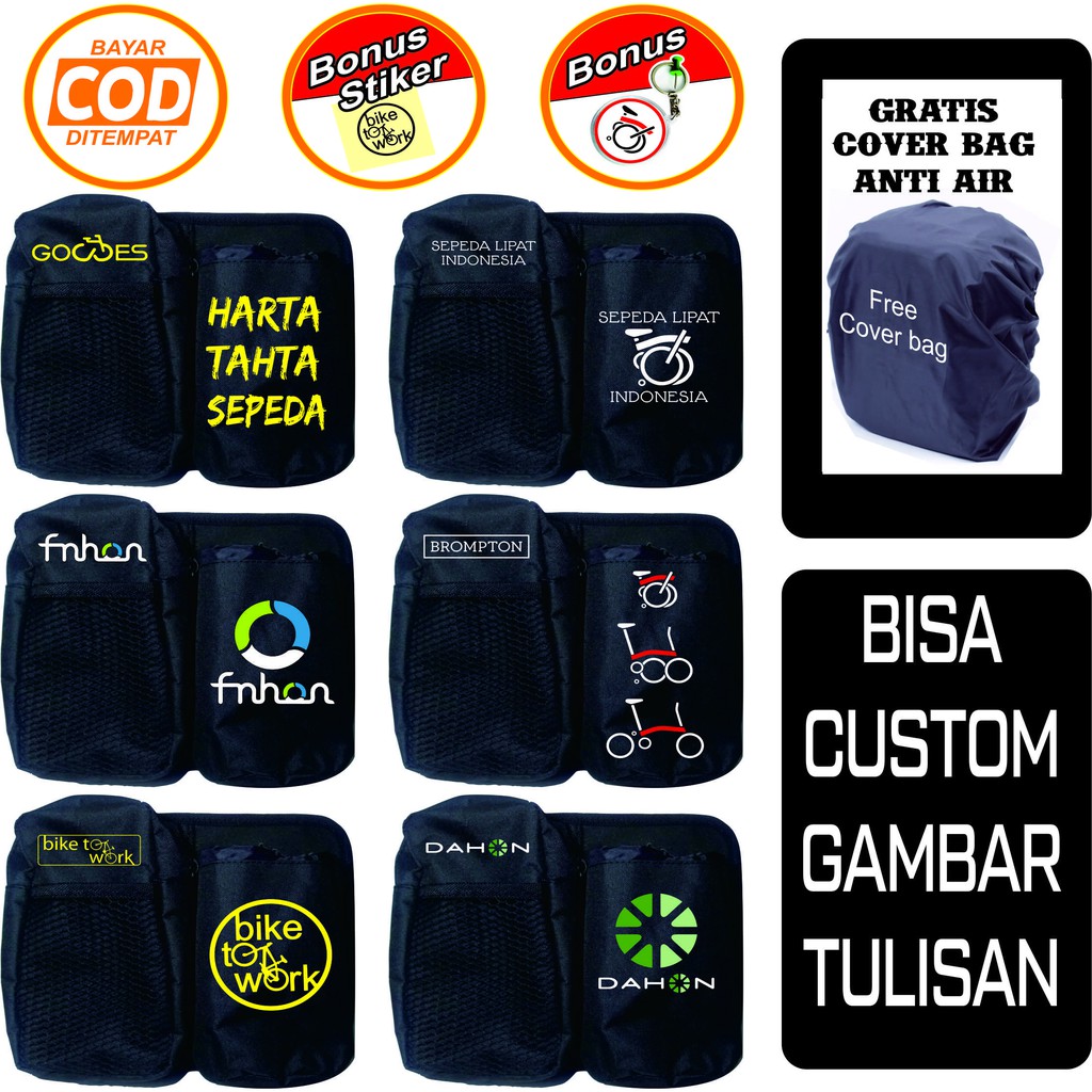 tas stang sepeda lipat handle bar bag seli mtb custom cover anti air waterprof