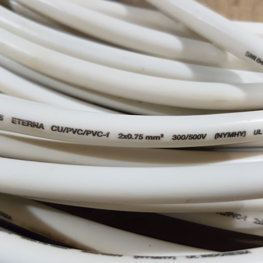 eterna kabel listrik nymhy   nym hy 2 x 0 75 mm   2x0 75 mm putih serabut tembaga   ecer  