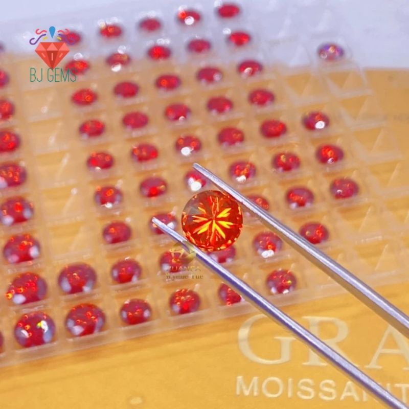 GRA -  Red Paparaca Moissanite Diamond Permata sertifikat Original