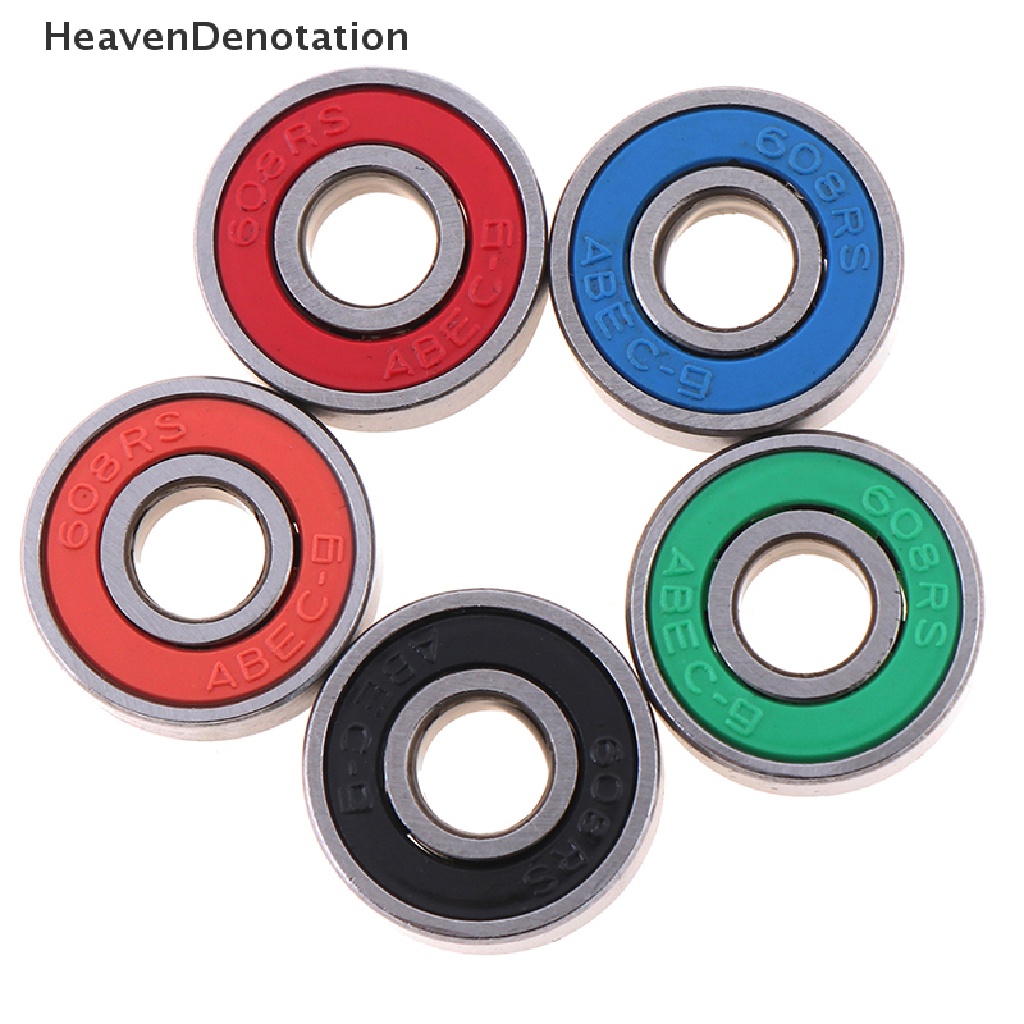 (Heavendenotation) 5pcs Abec-9 608rs Bearing Roda Roller Untuk Skateboard / Skuter