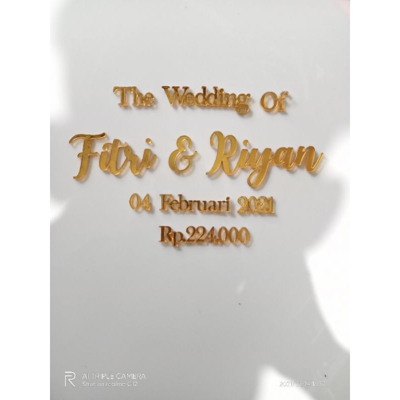 

tulisan mahar acrylic / akrilik nama / mika akrilik / mirror gold nama mahar / mirror silver / tulisan nama