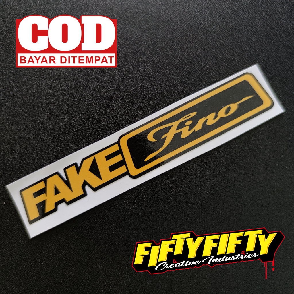 Stiker Print Cut FAKE FINO Stiker Printing Laminasi Glossy Tahan Air Stiker Motor Mobil Helm Sudah Membentuk Pola Desain