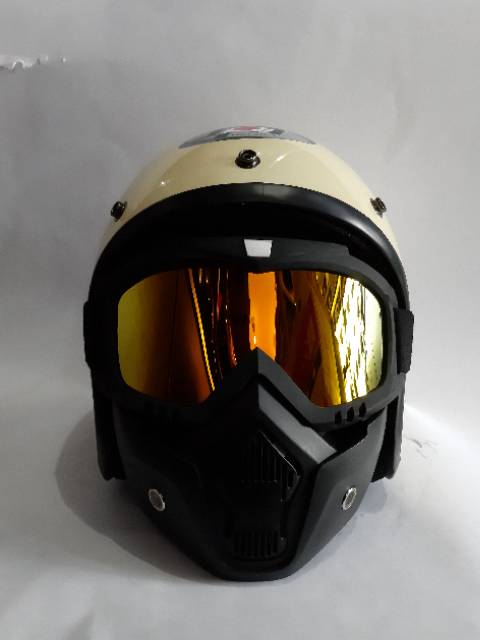 Helm JPN ARC CREAM DENGAN GOGGLES MASK