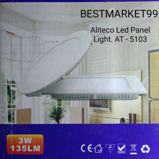 Led Panel Aliteco AT-5103 3w. Terang dan hemat daya