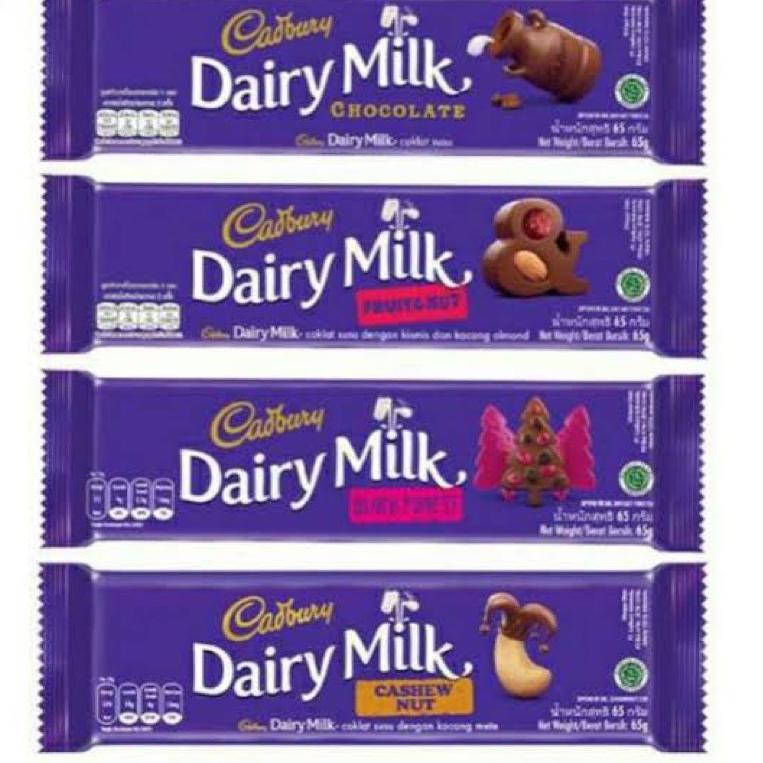 

(SP DRF 16F1Ad) Cadburry Dairy Milk Milk Chocolate/Cashew nut/Fruit n Nut/Blackforest 62 gram ✭