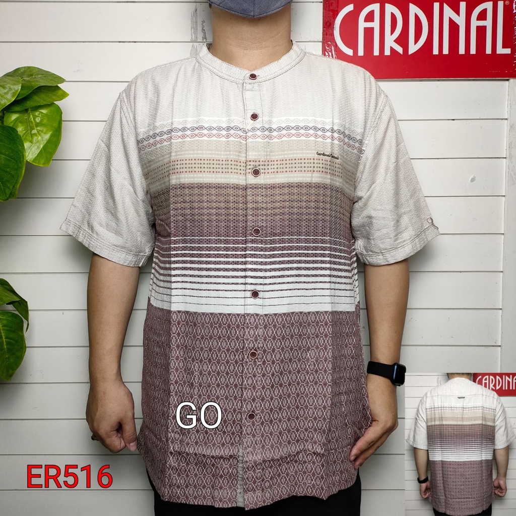 gof XL CARDINAL KEMEJA KOKO Taqwa Pakaian Pria Original Baju Muslim Salur Lengan Pendek Kekinian TBS