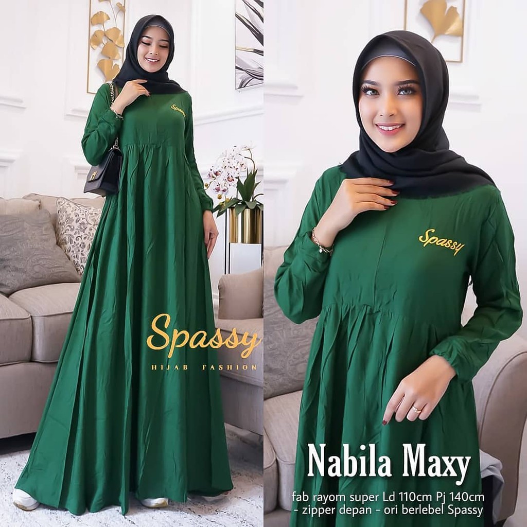 NABILA MAXI BL Bahan KATUN RAYON Gamis Wanita Terbaru 2020 Kekinian Gamis Terbaru Gamis Jumbo Murah