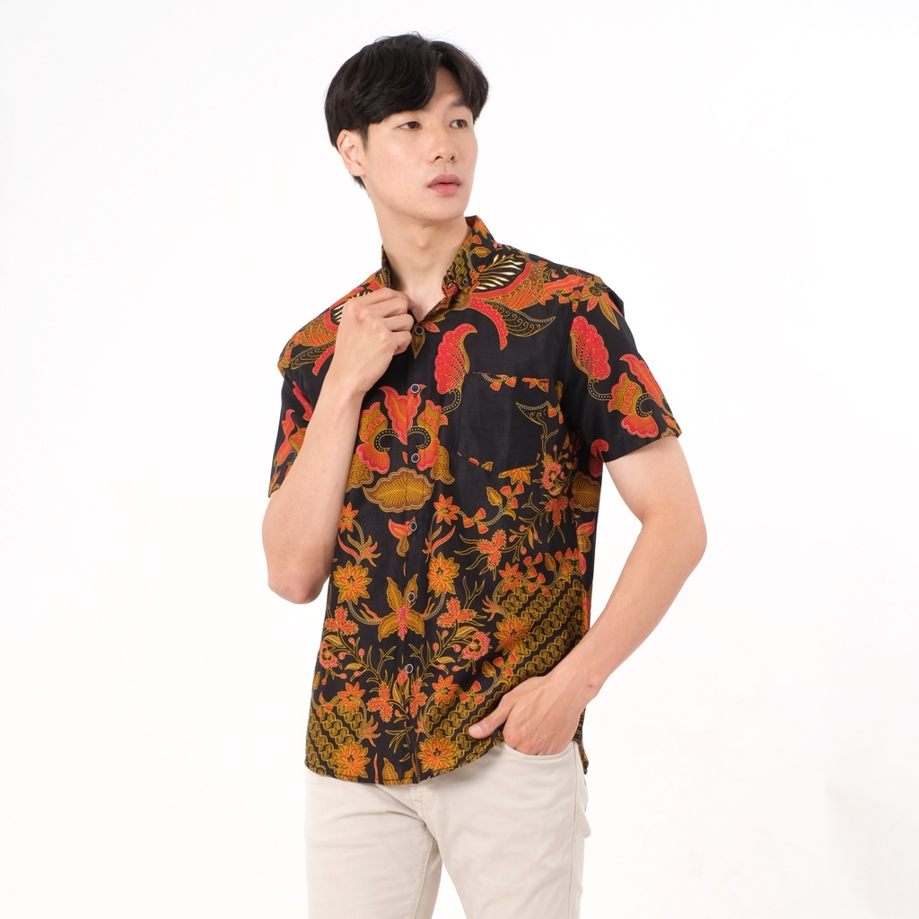 SANVANINA Kemeja Batik Pendek Pria Slim Fit Premium Amadea | E-7014