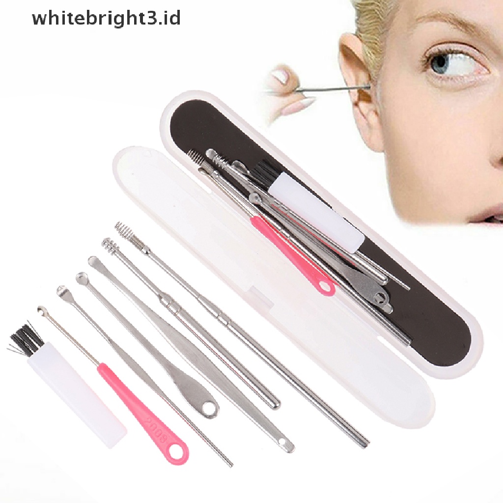 (whitebright3.id) 7pcs / Set Korek Kuping Bahan Stainless Steel