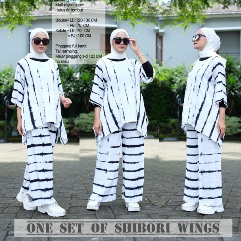 SETELAN WANITA SAYAP SHIBORI WAKA WAKA JUMBO SET LD 130 MOTIF SHIBORI RAYON ONE SET