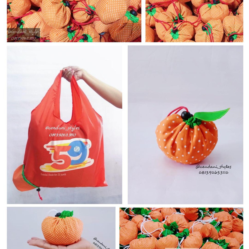 

Souvenir Pernikahan Ulang Tahun / Tas Parasut Model Jeruk / Custom Sablon / Tas Belanja Unik Lucu