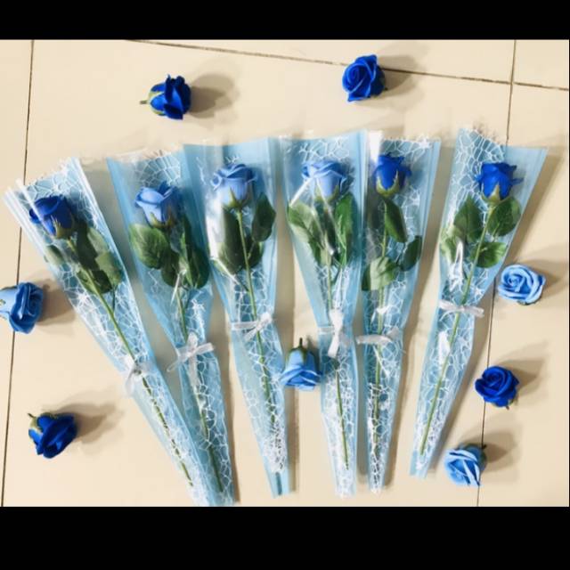 VALENTINES'S DAY SALE !! BLUE BOUQUET ROSE SOAP FLOWER BUKET BUNGA SABUN MAWAR HADIAH VALENTINE