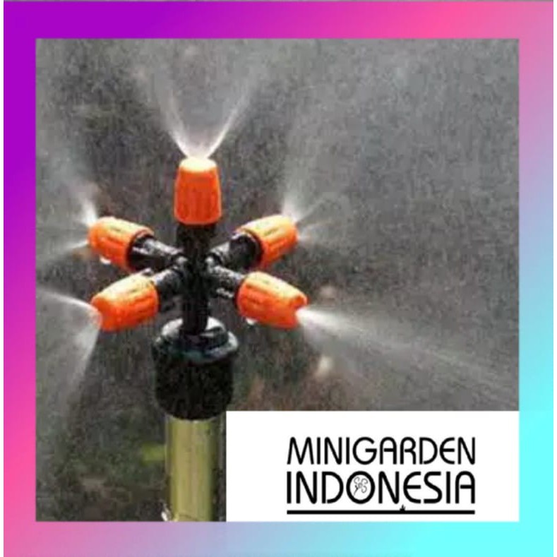 FOGGER SPRAYER KABUT 5 ARAH + KONEKTOR JOINER 7MM fitting 5 way mist nozzle sprinkler siram taman