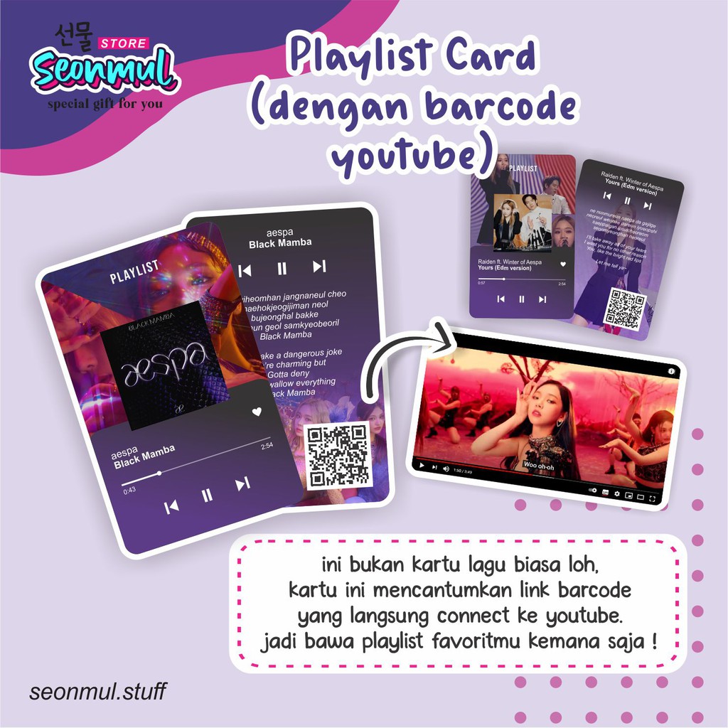 PLAYLIST CARD [BARCODE YOUTUBE] AESPA BLACK MAMBA - TRACKLIST KPOP