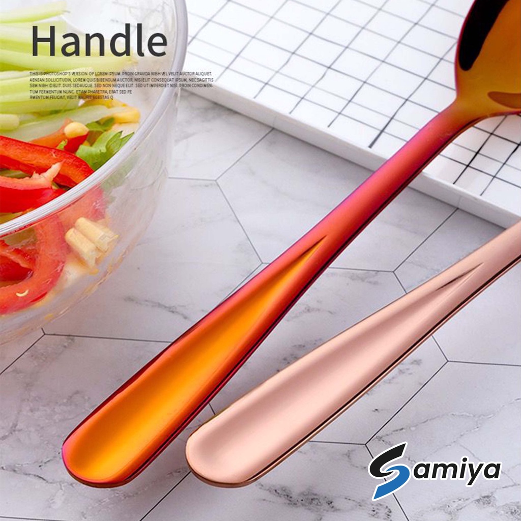 serving spoon fork set stainless / sendok garpu saji lauk pauk makanan long handle jumbo big spoon