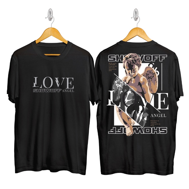Baju Kaos Showoff Love Angel  Kaos Good Vibes  Kaos Surfing   KAOS DISTRO  T-Shirt  Kaos Pria