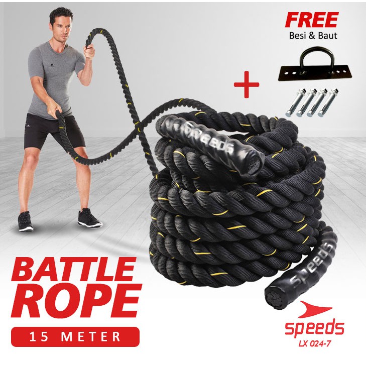 Jual SPEEDS Battle Rope 15 Meter Tali Fitness Battling Ropes Gym 024