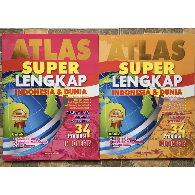 Jual Buku Atlas Besar/Kecil Super Lengkap Indonesia & Dunia 34 Propinsi ...