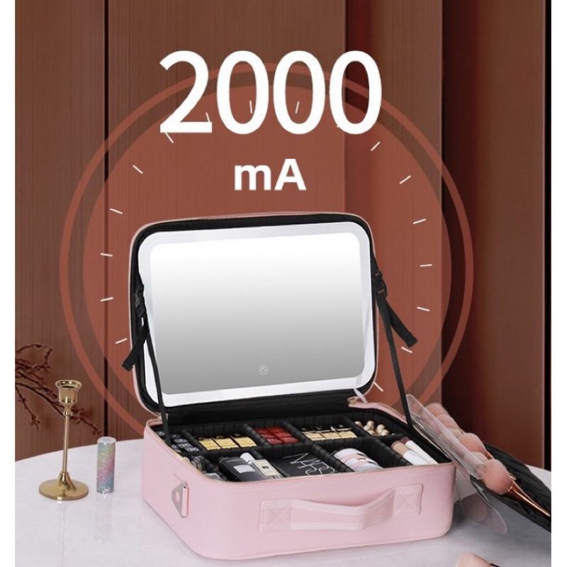 BAG MUA TAS MAKEUP DENGAN KACA DAN LAMPU LED BEAUTY MAKEUP CASE TAS KOSMETIK