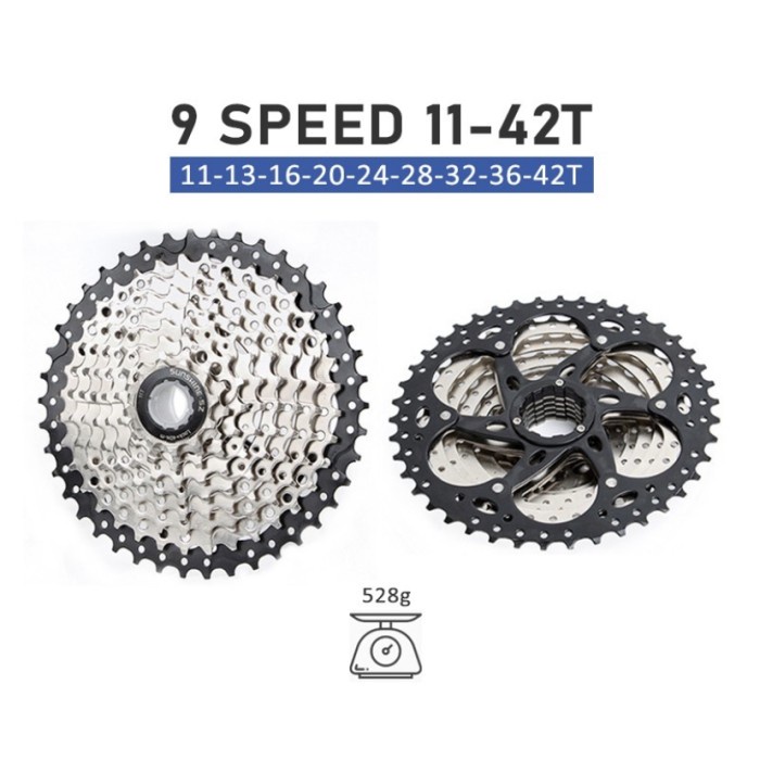 Sprocket Sunshine Silver 9 speed 11-42T berkwalitas