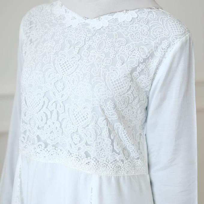 Baju Gamis Putih Wanita Brukat 812 Size Jumbo 3L, 4L, 5L