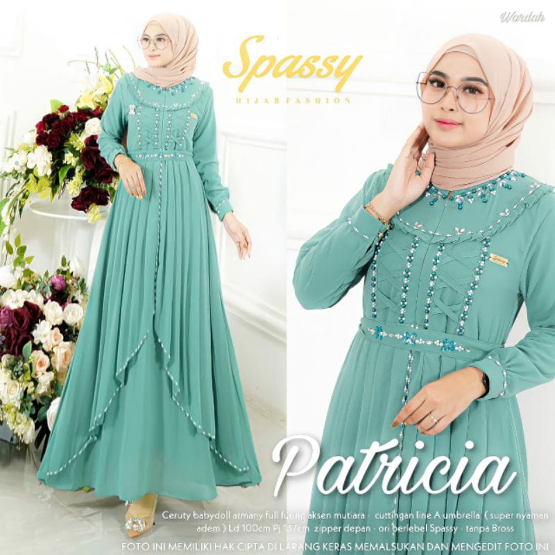 Patricia / gamis maxi dress / gaun pesta / mote payet mutiara / baju kondangan / cantik mewah anggun