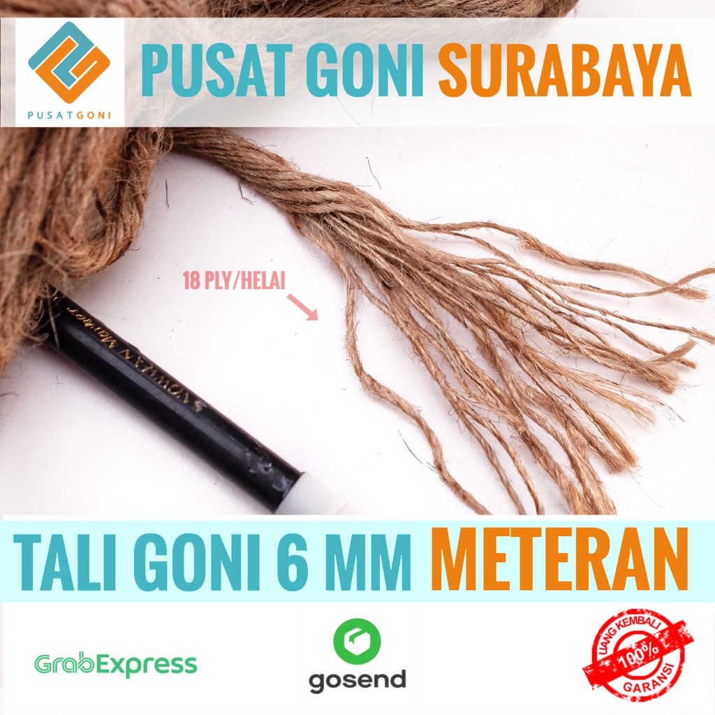 Tali Goni 18 Ply Meteran - Tali Rami 6MM - Tali Garukan Kucing - Tali Cat Condo - Tali Hampers