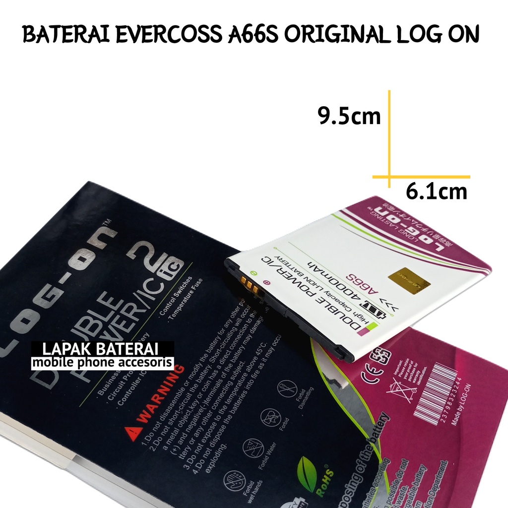 LOG - ON  Baterai everCOSS A66S Elevate Z - batre CROSS A66S battery ORIGINAL