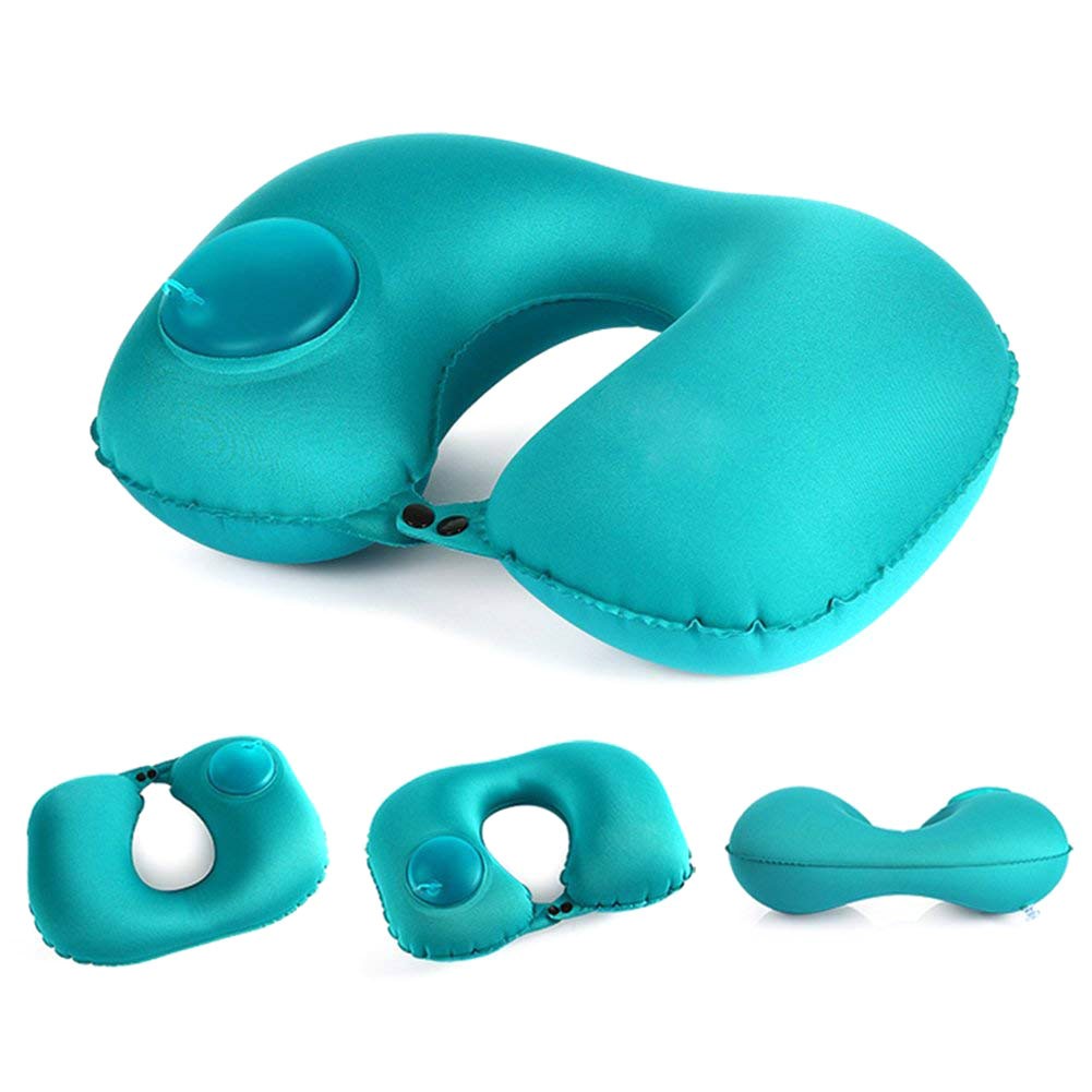 TaffSPORT Bantal Leher Travel Inflatable Neck Pillow - RH34 - Blue