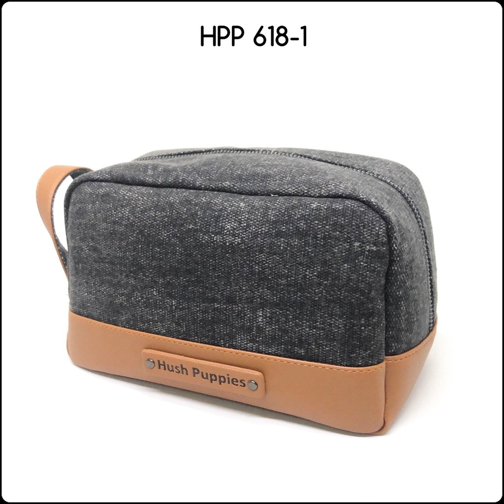 (FREE DOMPET KOIN) Tas Pria Handbag HUSH PUPPIES 618-1 JET BLACK HITAM Import Tas Cowok Murah