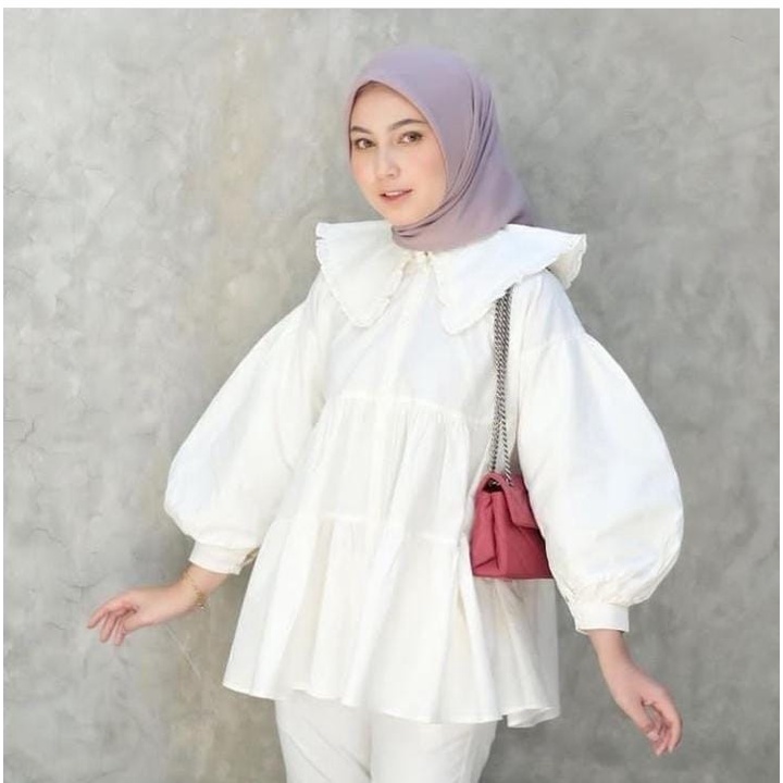 Blouse Putih Model Terbaru Luna Blouse Bahan Katun Atasan Wanita Baju Fashion Korea Terbaru 2022 Blouse Korean Style Baju Blouse Wanita Terbaru