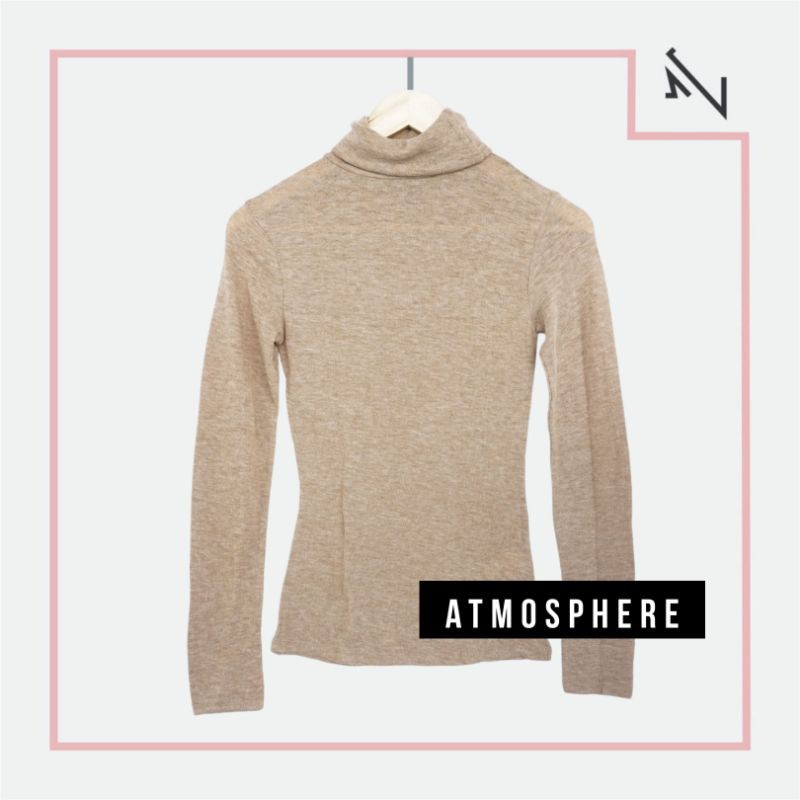S - Atmosphere Turtle Neck Brown Kaos Turtle Neck