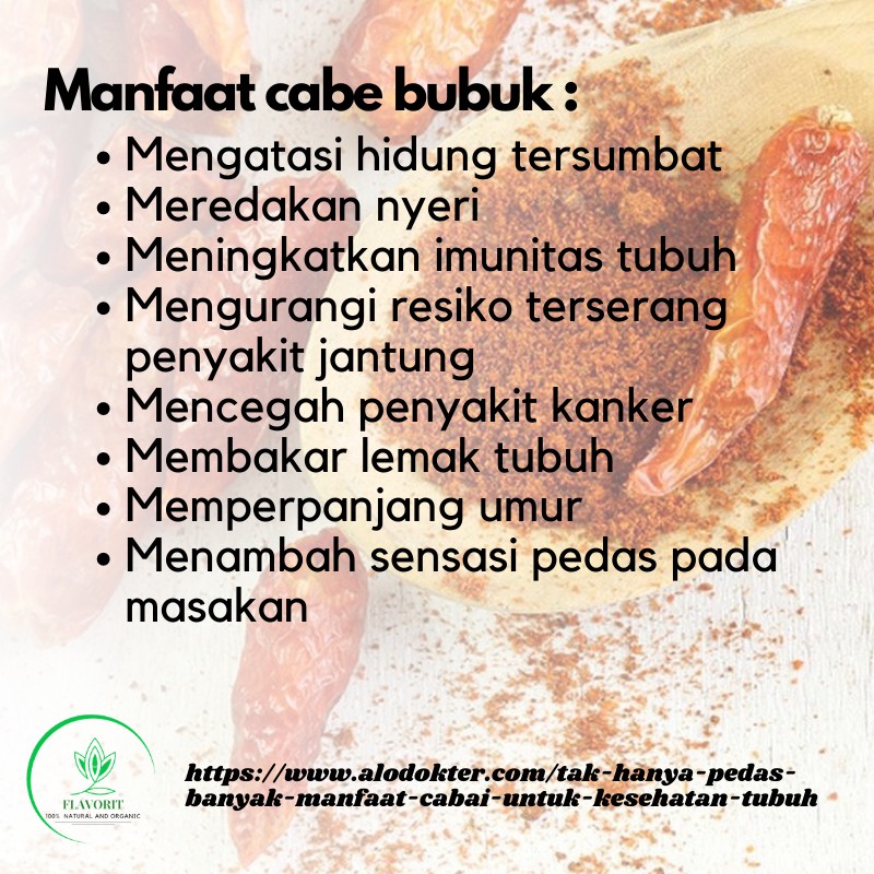 Bubuk Cabe Bumbu Dapur Cabai Halus Kering Organik Penyedap Rasa Chili Powder Super Extra Pedas Asli