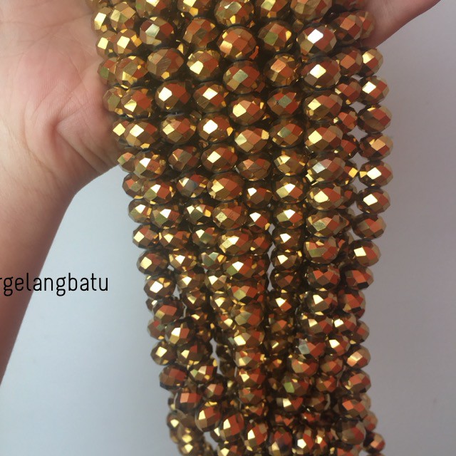 Crystal Ceko Doff 10mm GOLD EMAS spacer pembatas bahan gelang kalung aksesoris supplier online shop