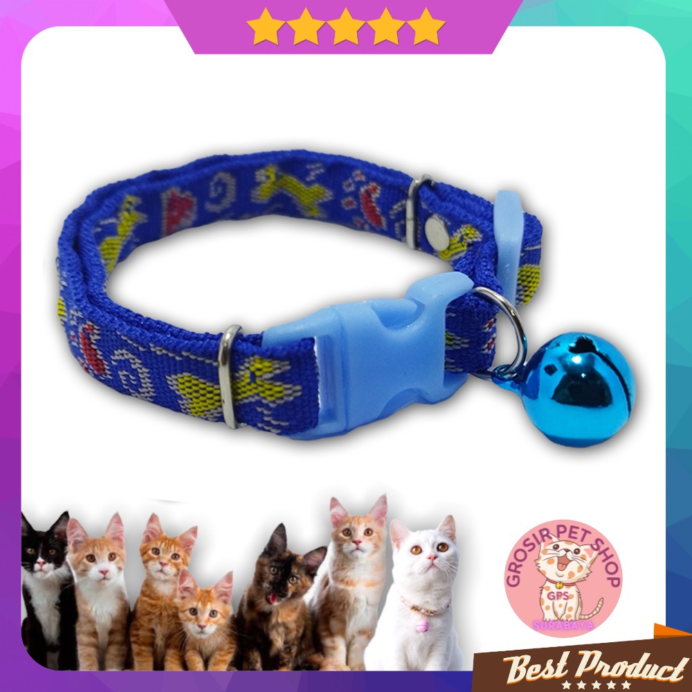 Kalung kucing anjing kelinci premium motif tulang bahan tebal liontin 14 mm ecer grosir aksesoris hewan peliharaan