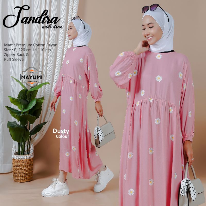 Midi Motif Bunga Flower Holiday Series Original Mayumi Gamis Home Dress Busui Rayon Premium Homey  K