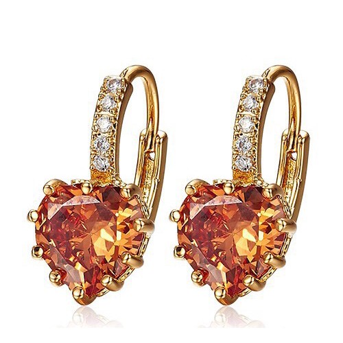 Anting Import Love Berlian Orange Lapis Emas