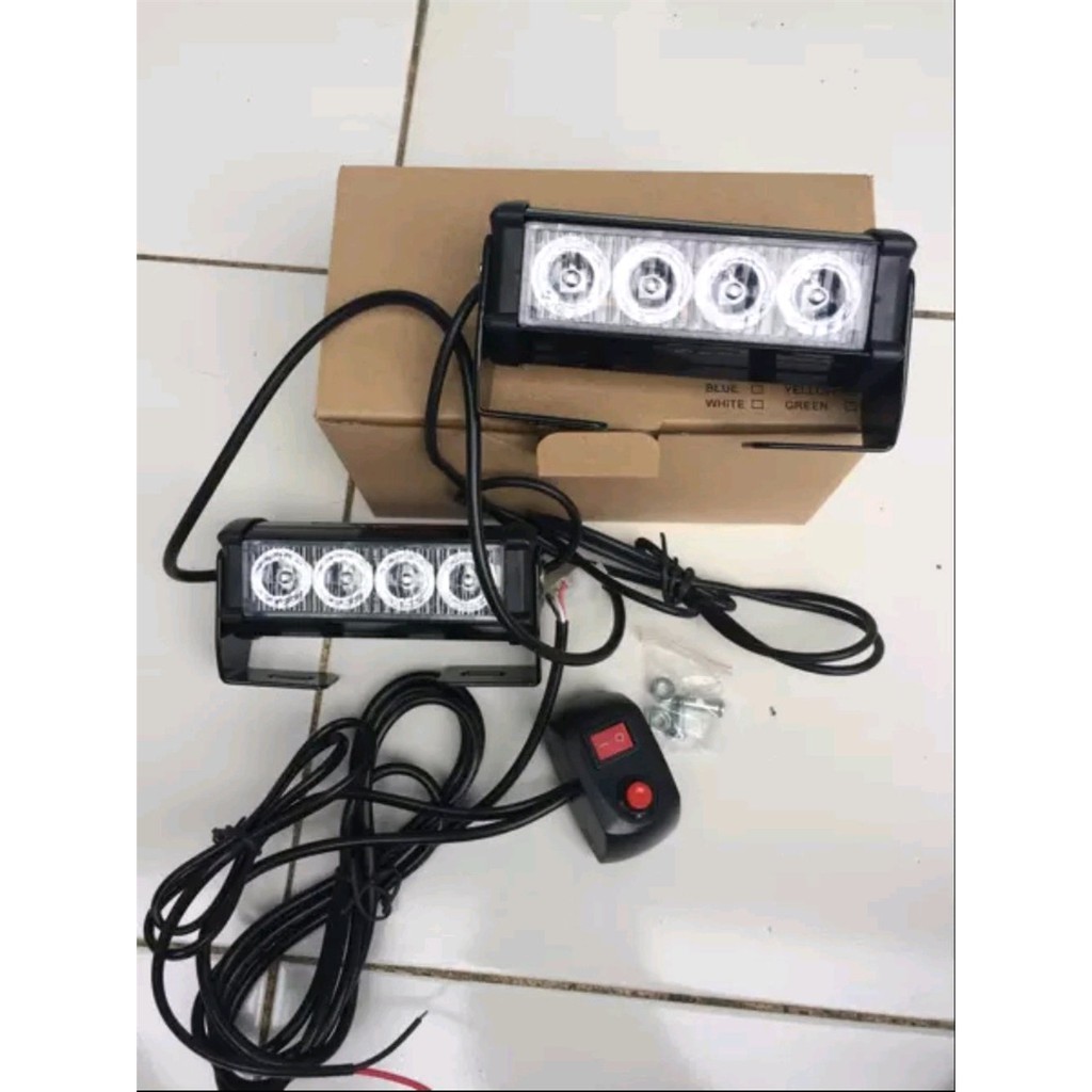 Lampu Strobo 4x2LED - Strobo mobil motor - Strobo Flash 4led  Grosir