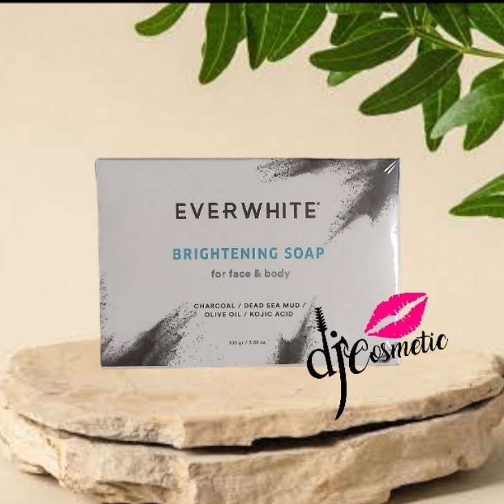 Everwhite Brightening Soap For Face &amp; Body Charcoal | Dead Sea Mud | Olive Oil | Kojic Acid 100 gr