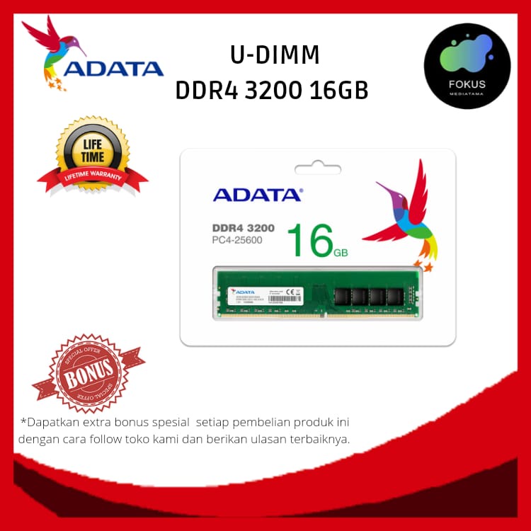 ADATA Premier DDR4 3200MHz 16GB U-DIMM / SODIMM RAM PC / LAPTOP